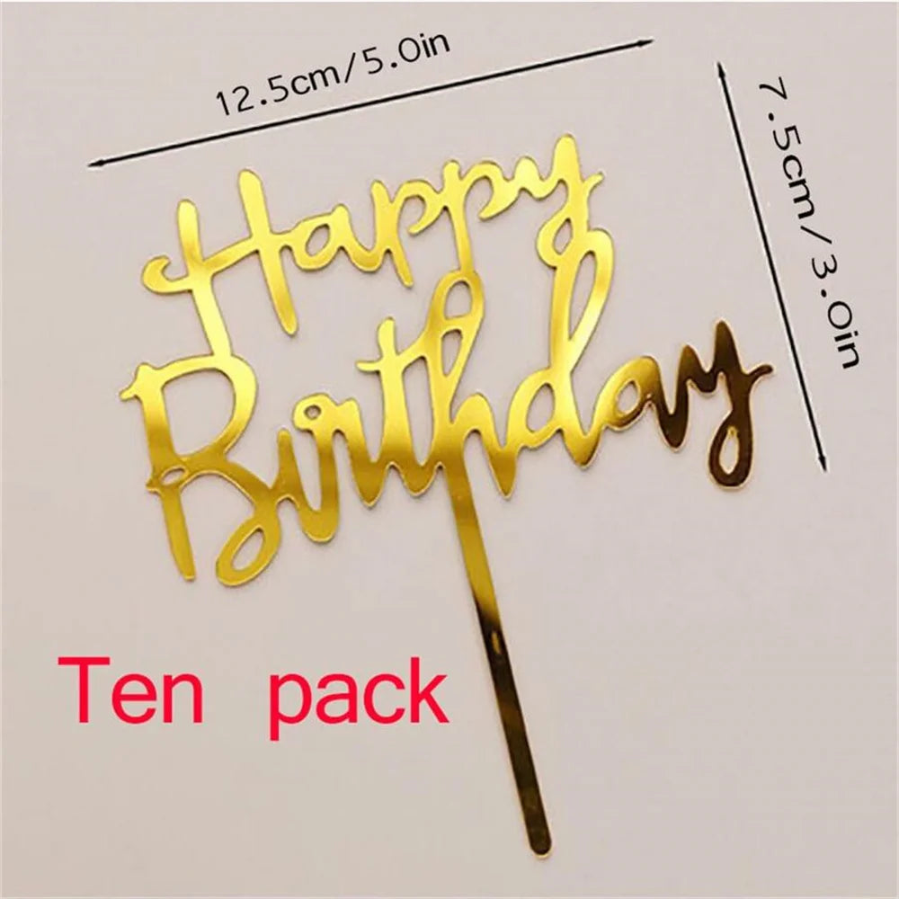10 Uds. De plástico Gittler, adorno para tarta de feliz cumpleaños, letrero decorativo ostentoso, adorno para tarta de feliz cumpleaños, decoración de postre de cumpleaños para niña