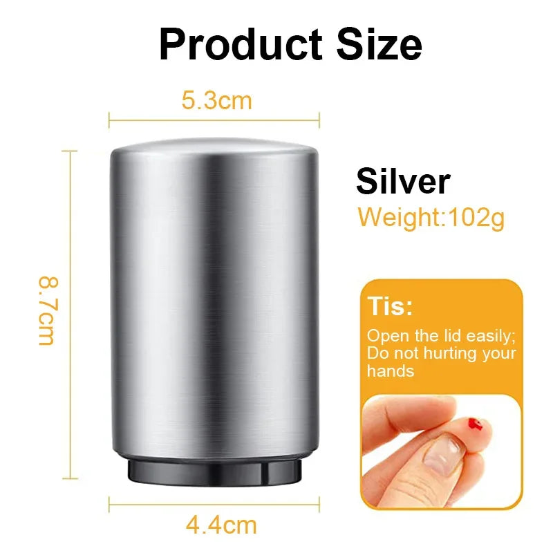 Abridor automático de botellas de cerveza de acero inoxidable, tapa de empuje sin curvatura, fácil de abrir para botellas de vidrio de cerveza y refresco, abridor de cocina
