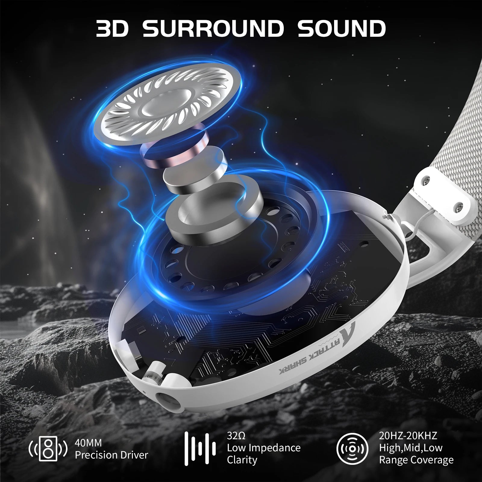 ATTACK SHARK L80 Auriculares para juegos ultraligeros de tres modos Auriculares para juegos inalámbricos ligeros para PC/PS4/PS5/Switch/Xbox