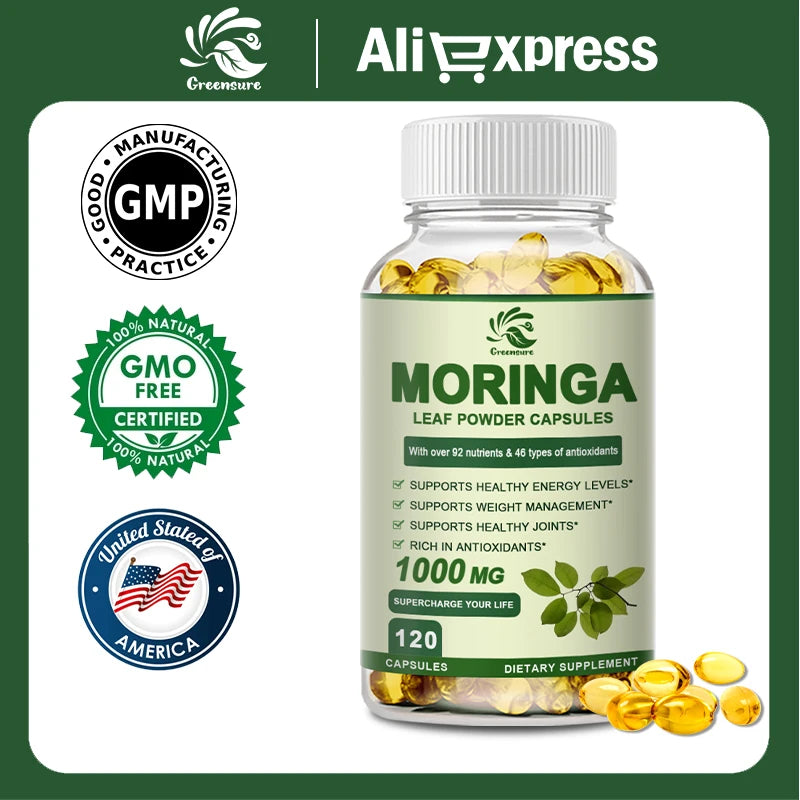 Cápsula de extracto de Moringa antiestrés mejora el sueño mejora la inmunidad antioxidante - 60/120 cápsulas