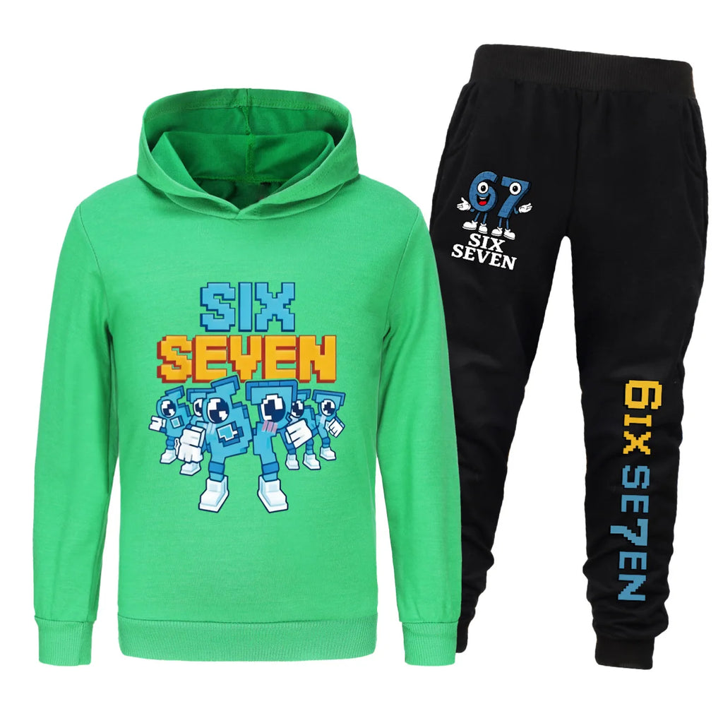 Conjunto de ropa para niños de seis siete dibujos animados rouba un Brainrot niños niñas Sudadera con capucha + Pantalones 2 uds conjunto de chándal para niños pequeños trajes para niños