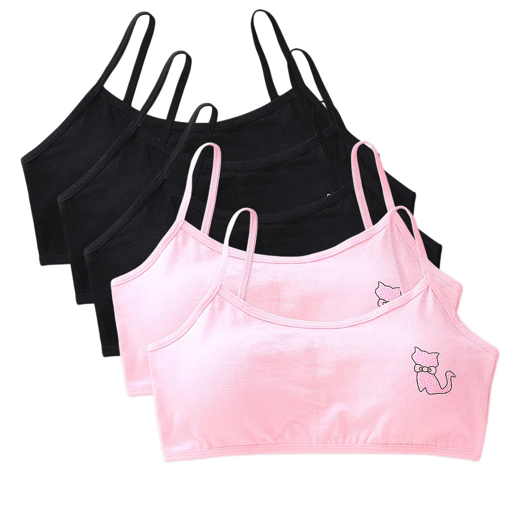 5 unids/lote Teeange niñas pequeñas sujetadores de entrenamiento Purbery School Girl Sujetador deportivo niños almohadilla para el pecho desmontable ropa interior niños Tops de tubo