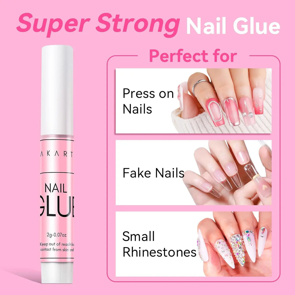 Pegamento para Uñas Makartt Super Fuerte para Uñas Acrílicas, Uñas Postizas, Adhesivo Profesional para Puntas de Uñas, Pegamento para Uñas Adhesivas