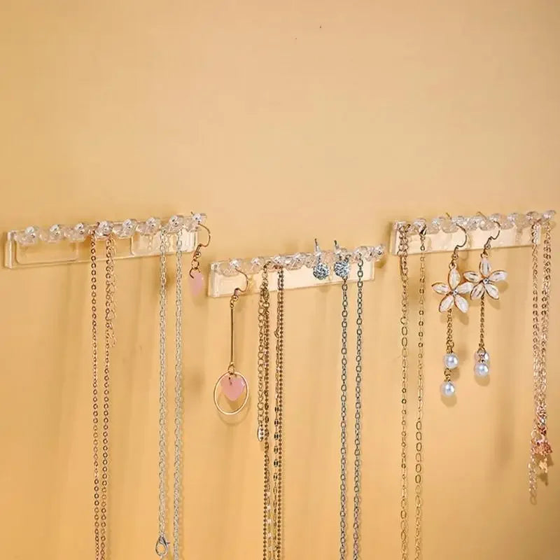 Organizadores de collares transparentes, colgantes, soporte de plástico para pendientes y collares, organizadores de pared para pulseras, anillos y pendientes H8WF