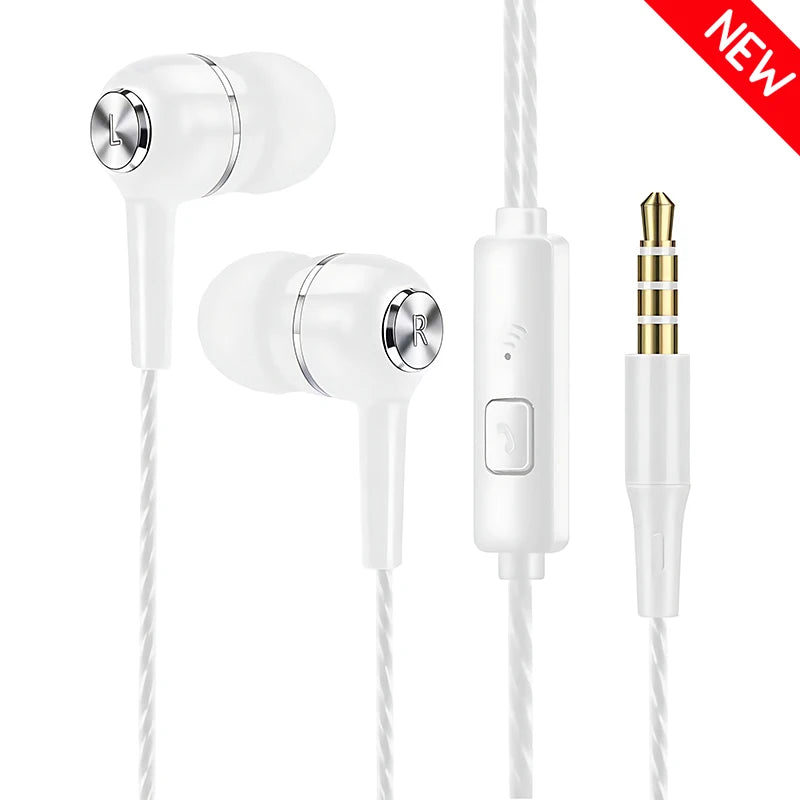 Auriculares intrauditivos con cable de 3,5mm, auriculares HIFI de graves pesados, Monitor deportivo, auriculares estéreo para música y videojuegos con micrófono