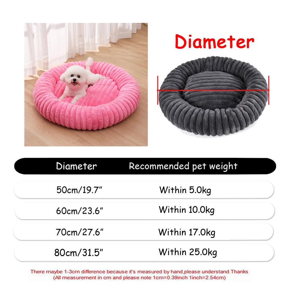 Cama redonda para perros, cama cálida de invierno para gatos, cesta de felpa para perros, cama lavable para mascotas, sofá para perros pequeños, medianos y grandes