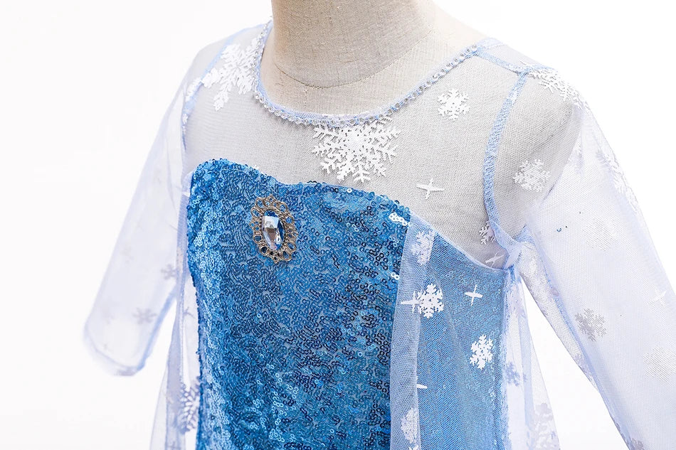 Vestido de Elsa para niñas, disfraz de Reina de la nieve, vestido de princesa para niños, Cosplay, fiesta de cumpleaños, ropa para niños, trajes de Carnaval y Pascua