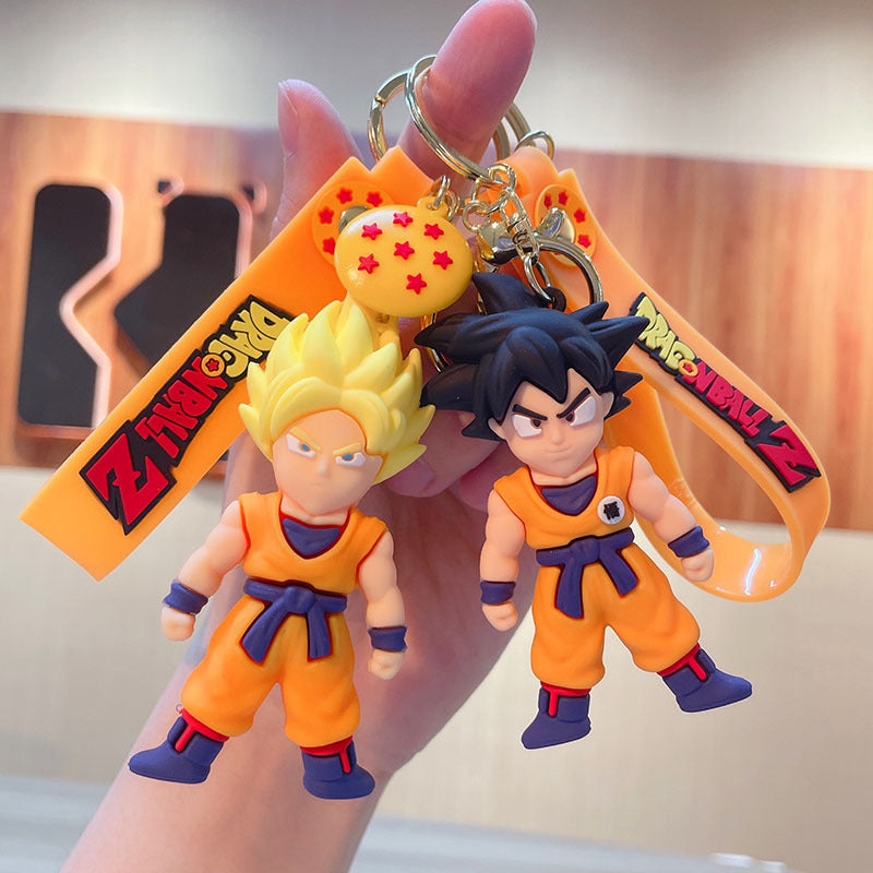 LLavero de Dragon Ball de Anime, joyería de moda, figuras de acción de Son Goku Vegeta Piccolo, llavero de PVC de 8CM para hombres y mujeres, colgante de bolso