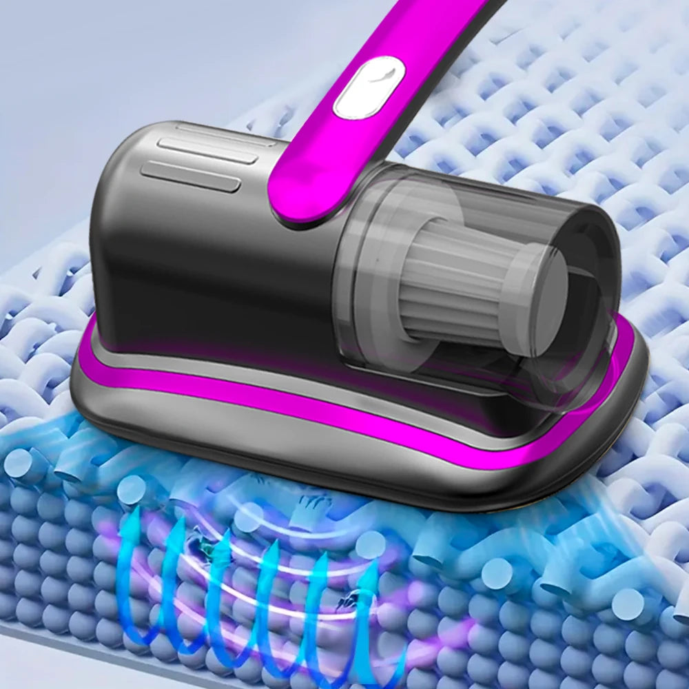 Aspirador de colchón de mano inalámbrico con filtro HEPA de luz UV-C y vibración ultrasónica 12KPa para cama, sofá, asiento de coche y alfombra
