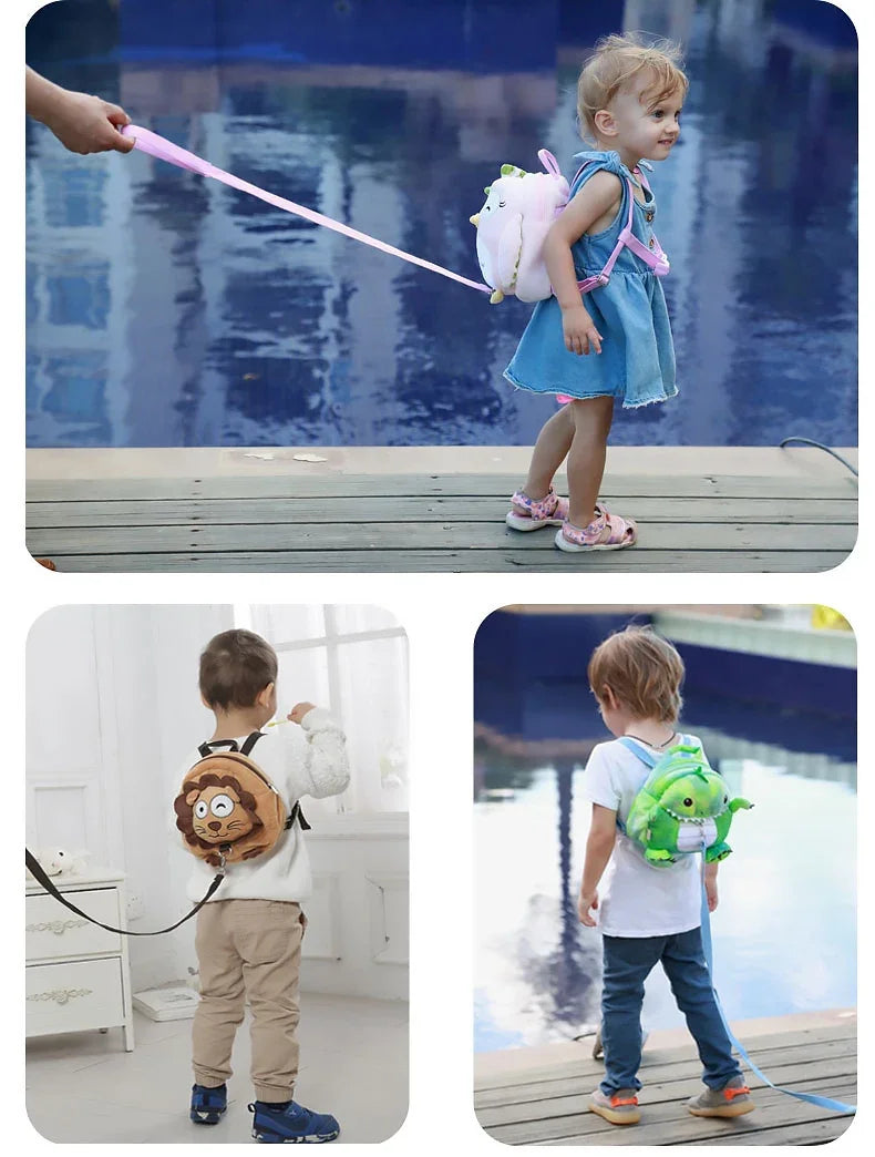 Nueva mochila de hombro perdida con dibujos animados para bebés y niños, bolsas pequeñas de felpa con cuerda de tracción, mochila escolar antipérdida para niños pequeños