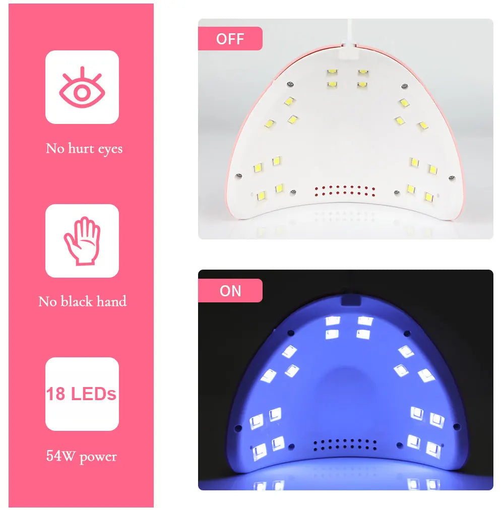 Lámpara LED para secador de uñas, 18 cuentas de lámpara UV para secado de esmalte de Gel, carga USB, equipo de manicura profesional
