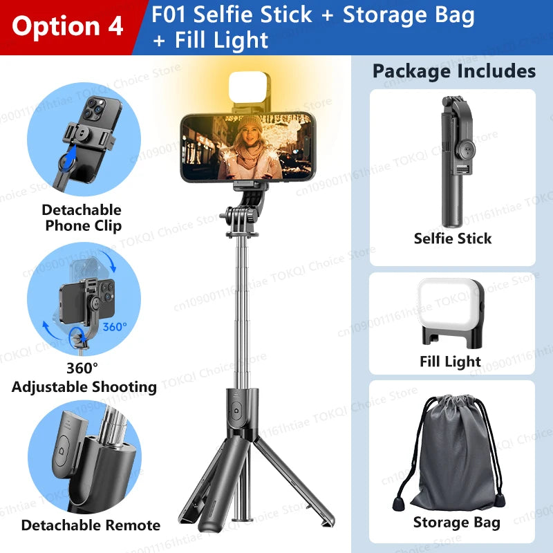 Trípode/palo Selfie F01, soporte para teléfono, Mini trípode portátil con Bluetooth inalámbrico para Android e Iphone, teléfono inteligente, disparo Vlog