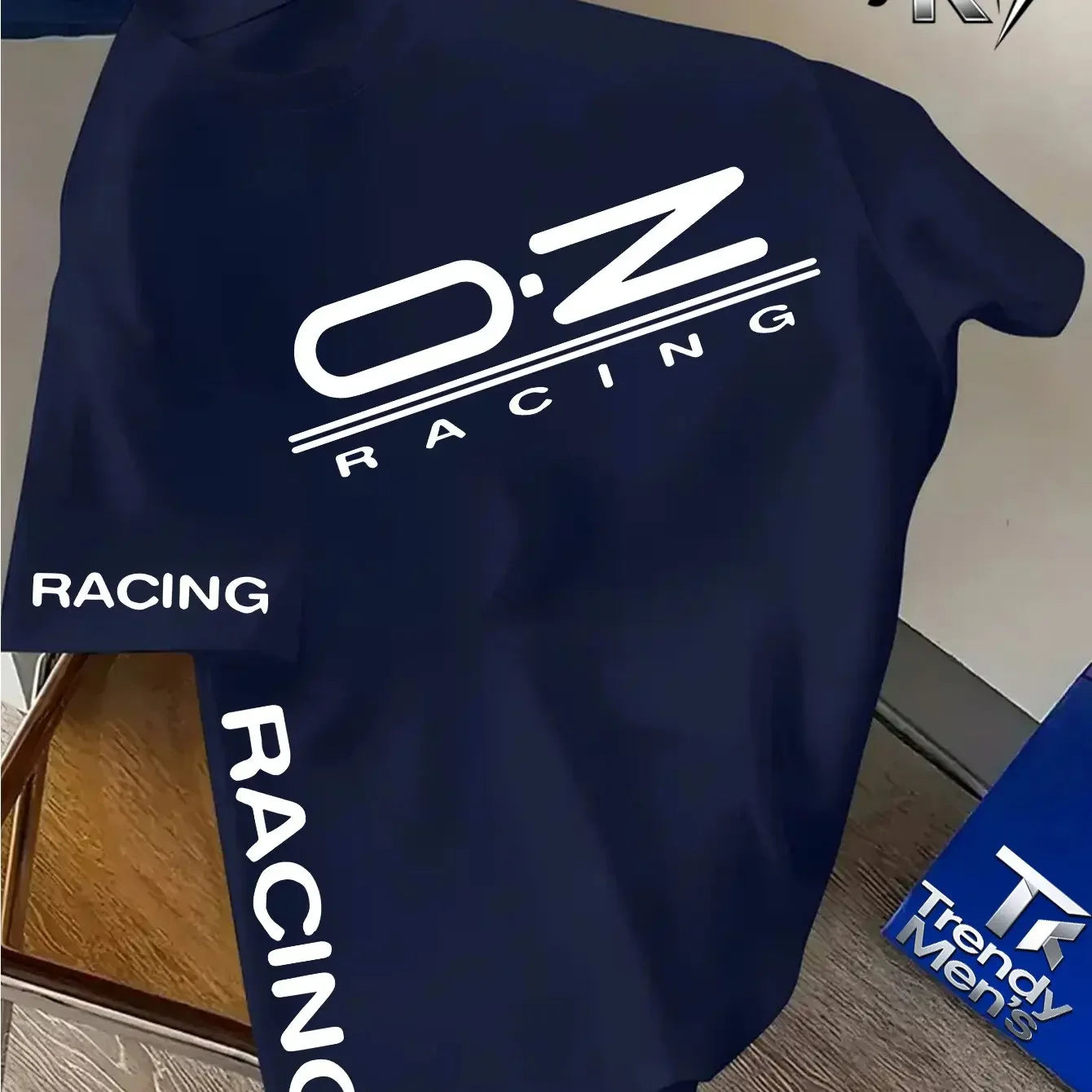 Camiseta de Carreras para Hombre - Manga Corta, Cuello Redondo, Corte Holgado, Estilo Casual y Deportivo con Estampado de Carreras
