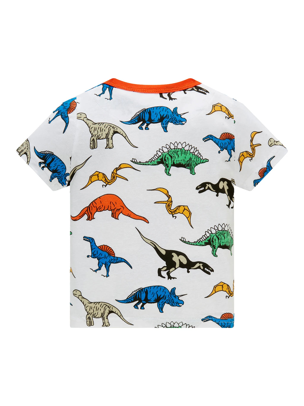 Ropa de dormir para niños de 1 a 8 años, pijamas de dinosaurio de dibujos animados con estampado completo de algodón de verano, conjunto básico de manga corta para uso diario