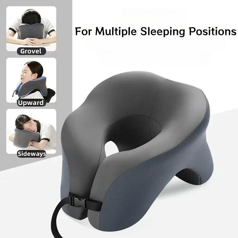 Almohada de viaje portátil en forma de U, almohadas para dormir de espuma viscoelástica, almohada para siesta en la oficina, cojín para el cuello de avión y coche, soporte ergonómico para la cabeza