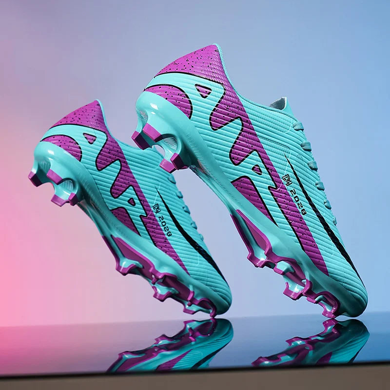 Botas de Fútbol Profesionales FG/TF para Hombre, Tacos Largos para Césped, Transpirables, Ligeras y Cómodas para Entrenamiento