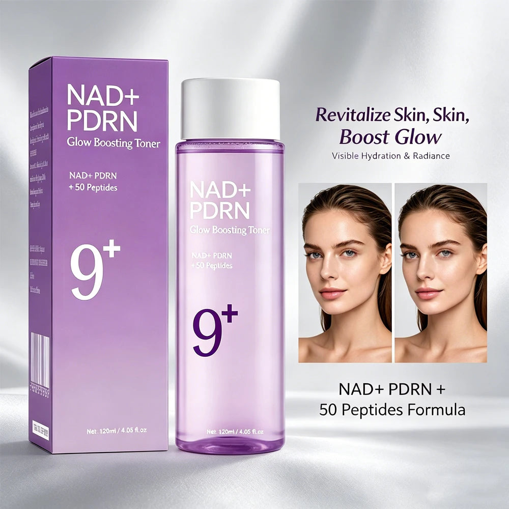 NAD+PDRN Tónico que aumenta el brillo, reafirmante, hidratante, elasticidad, desvanece las líneas finas, esencia hidratante para el cuidado de la piel para pieles secas, 120ML