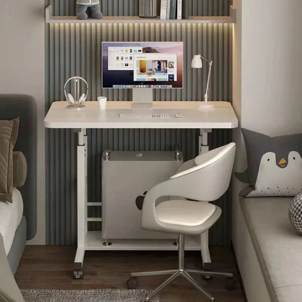 Escritorio para ordenador portátil ajustable Simple con ruedas, mesita de noche móvil, mesa elevadora para ordenador, escritorio para dormitorio, oficina, mesa de estudio portátil