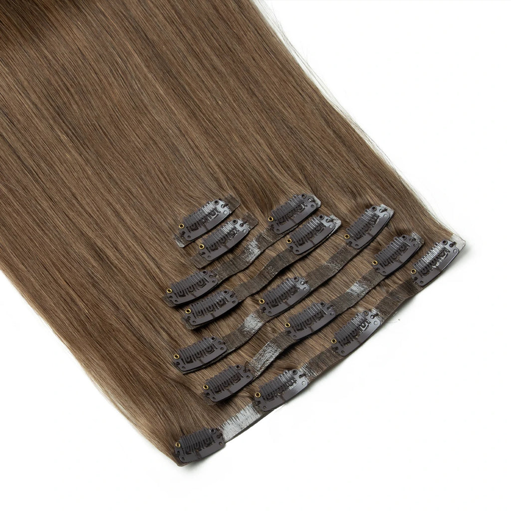 Human Hair Invisible PU Clip In Extensions Injected PU Tape Weft 7Pcs/set 12-24inch 100G 120G Clip On Hair Comfortable Wear