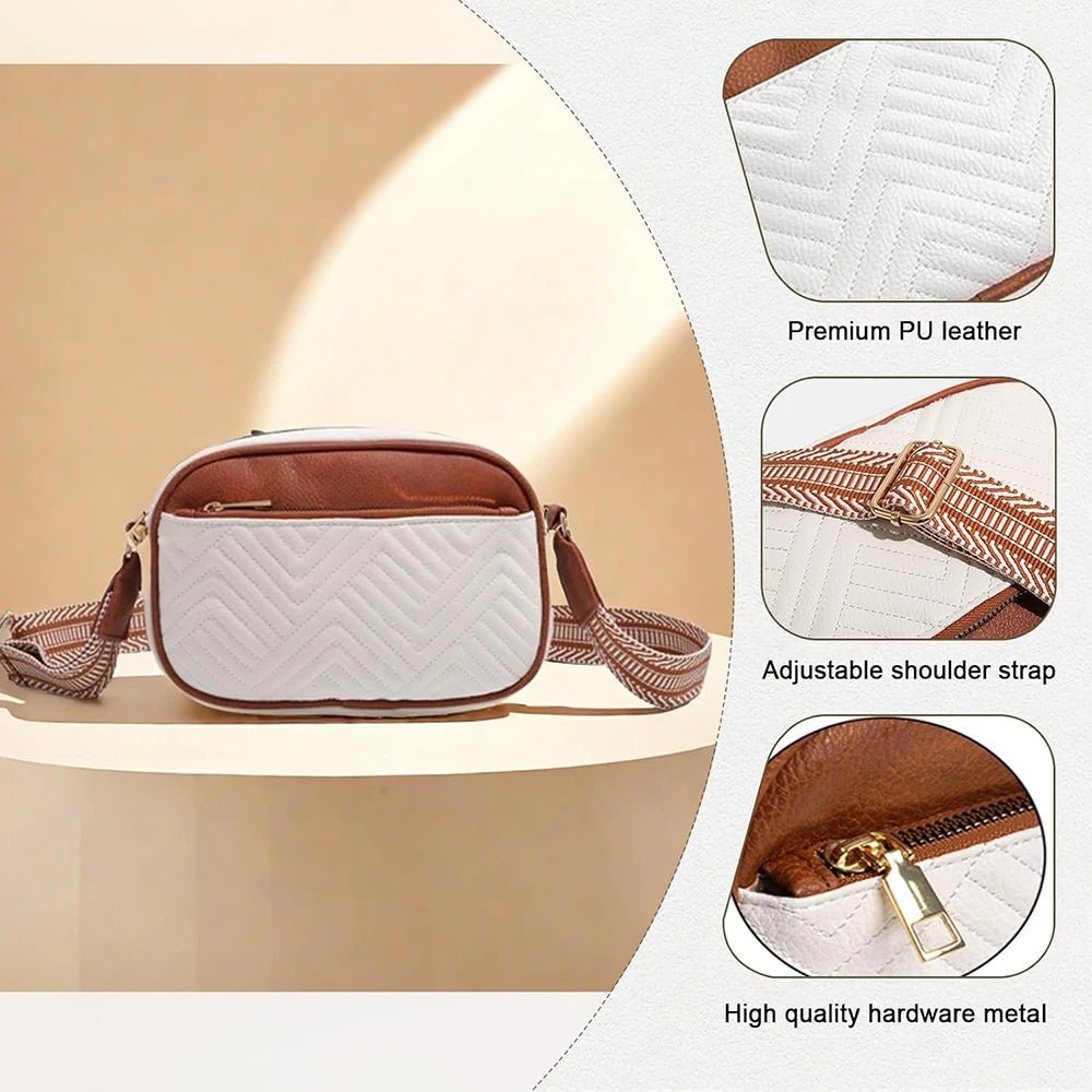 Bolsos cruzados acolchados para mujer, bolsos cuadrados de cuero vegano, bolsos pequeños con correa ancha, bolso bandolera para mujer