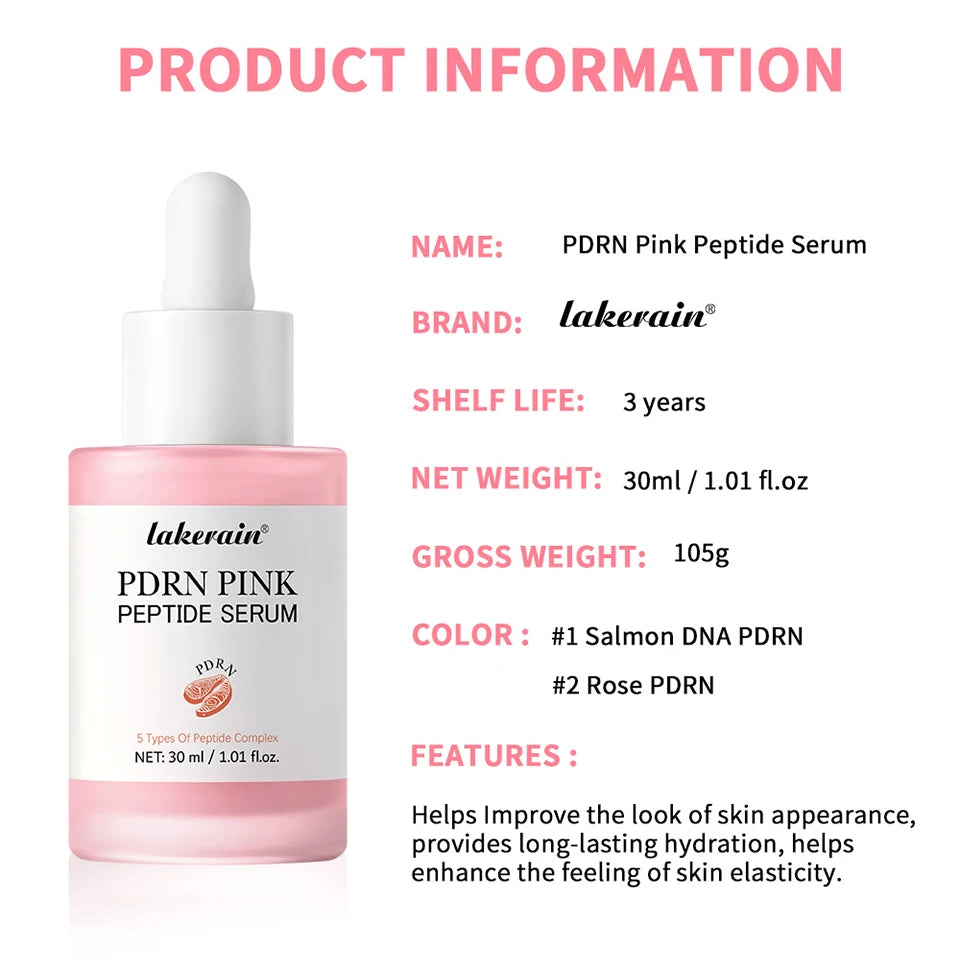Salmón DNA PDRN, suero péptido rosa, suero brillante rosa, elimina la oscuridad de la piel, hidratante, reafirmante, cuidado de la piel coreano