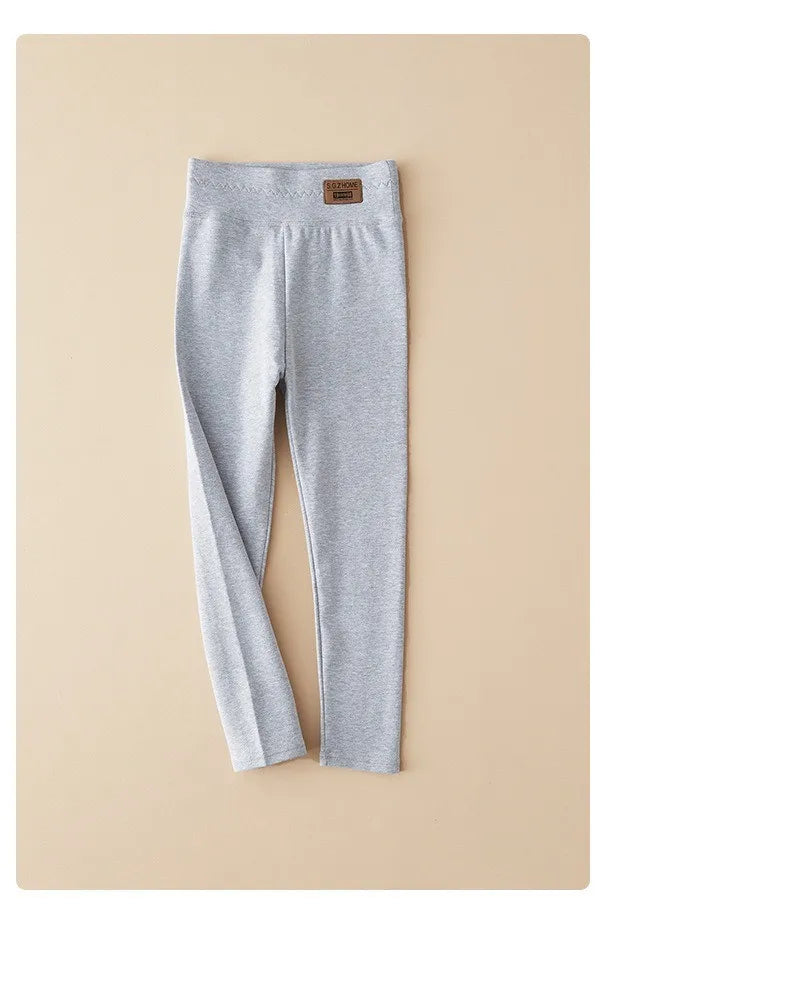 Mallas elásticas ajustadas para niña, pantalones de algodón, color negro y gris, otoño y primavera