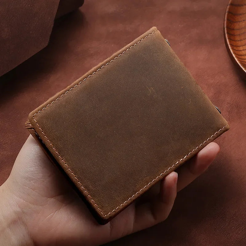 Tarjetero de cuero auténtico para hombre, cartera para documentos de coche, de alta calidad, para licencia de conducir, 8,2x10,5 cm