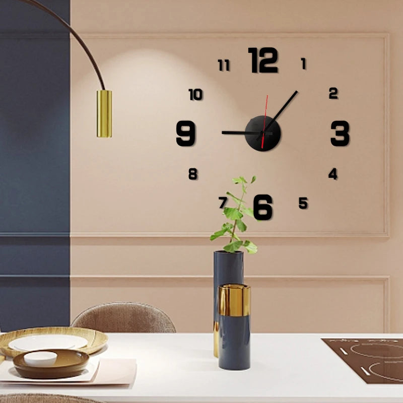Reloj colgante de pared DIY sin marco creativo 3D, pegatinas de pared, reloj Digital silencioso para el hogar, decoración de pared para sala de estar y oficina