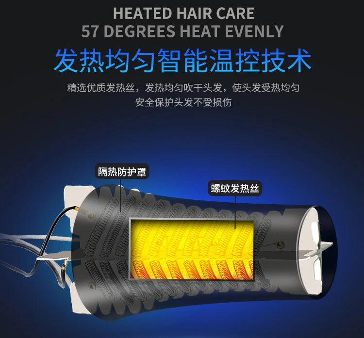 Secador de pelo potente de 1800W, secador de pelo con ajuste en frío y caliente, calentamiento rápido, recolección de aire, con 5 regalos