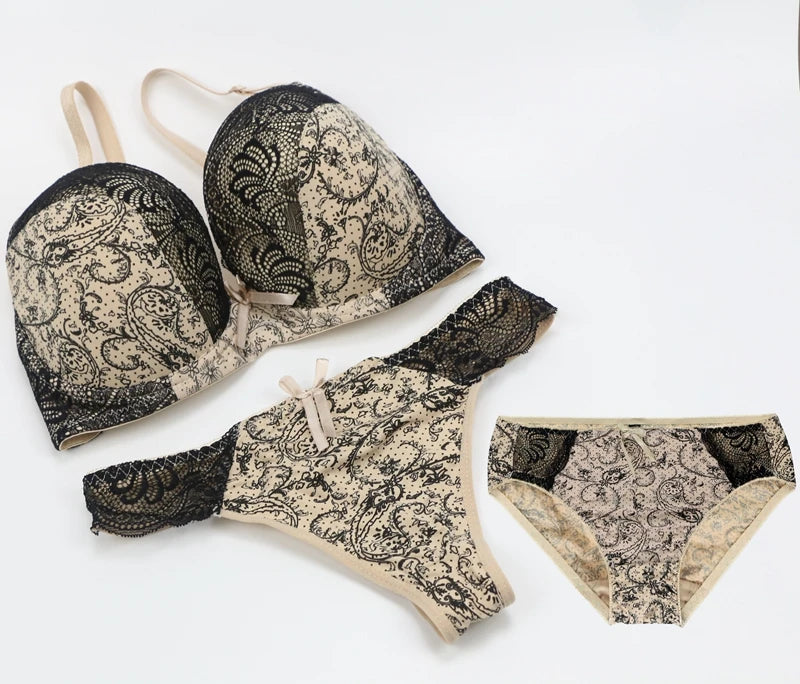 Neell-Conjunto de sujetador de realce sin costuras para mujer, ropa interior de 3 piezas, copa BCDEF, Beige, negro, azul, morado, rojo, blanco, lencería de talla grande