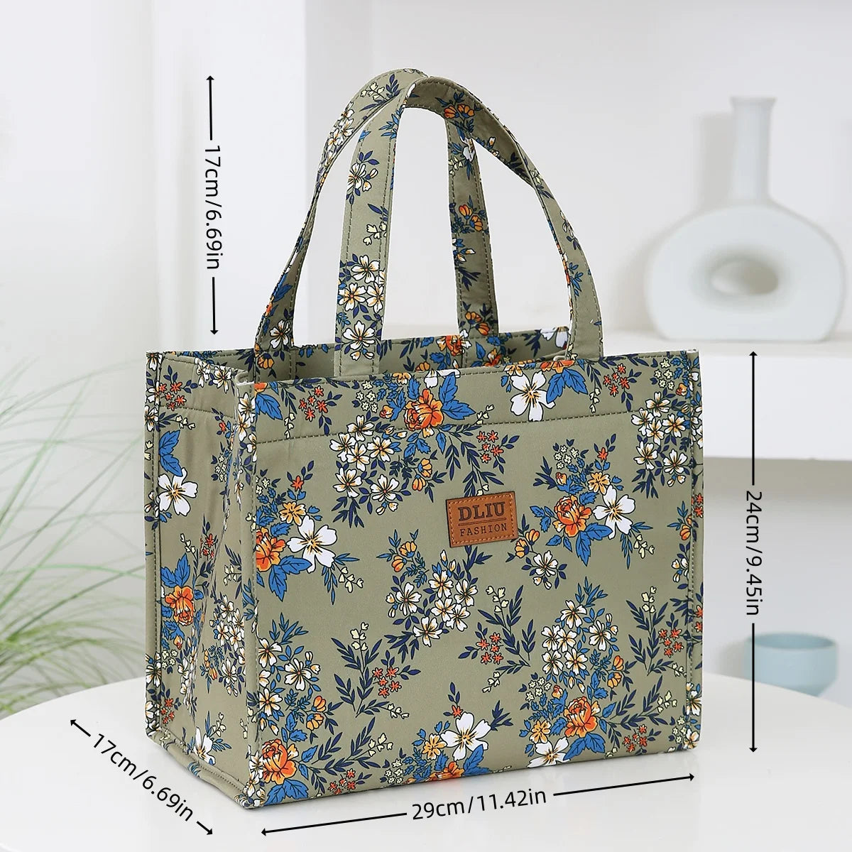Bolso de mano grueso de gran capacidad con estampado de nailon de nuevo estilo, bolsa de almacenamiento para fiambrera semicerrada con cremallera portátil de trabajo, bolsa bento