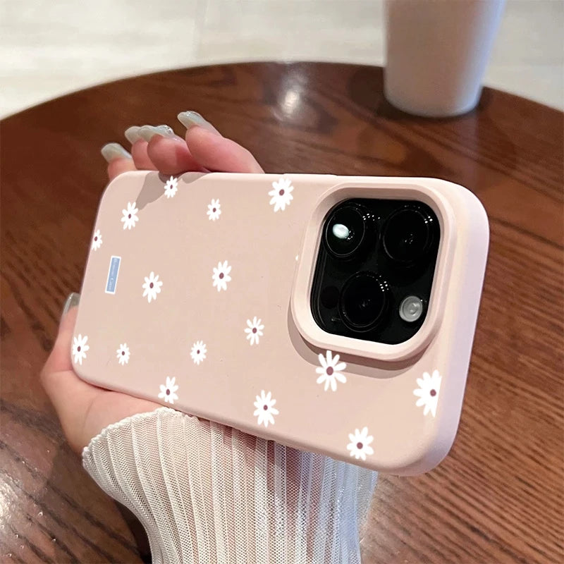 Funda de teléfono con flor pequeña y Margarita de estilo lindo para iPhone 11 12 13 14 15 16 17 Pro Max 16 Plus, funda de silicona suave con parachoques a prueba de golpes