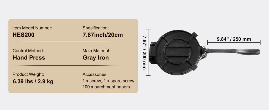 SucceBuy Tortilla PressCast Iron Heavy Duty Tortilladora Press Dough Maker para Tortilla de Harina