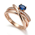 Kinel inusual 585 anillos cruzados de Color oro rosa para mujer, accesorios de circón Natural azul brillante de lujo, joyería diaria para fiesta