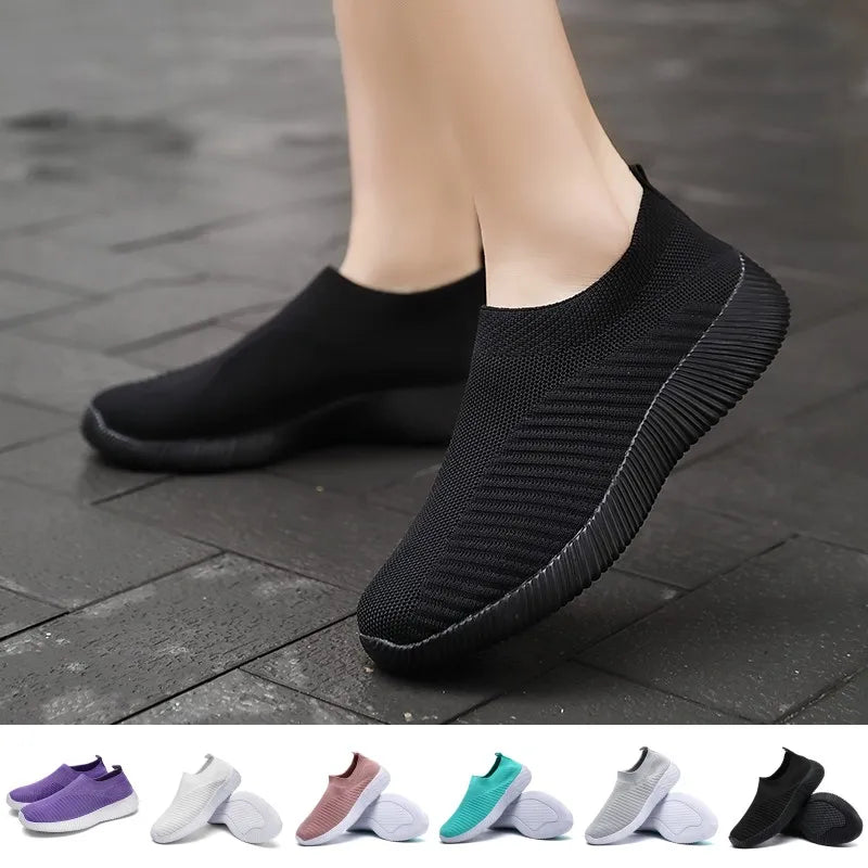 Zapatos vulcanizados para mujer, zapatillas de deporte de alta calidad para mujer, zapatos planos sin cordones, mocasines para mujer de talla grande 43, zapatos planos para caminar
