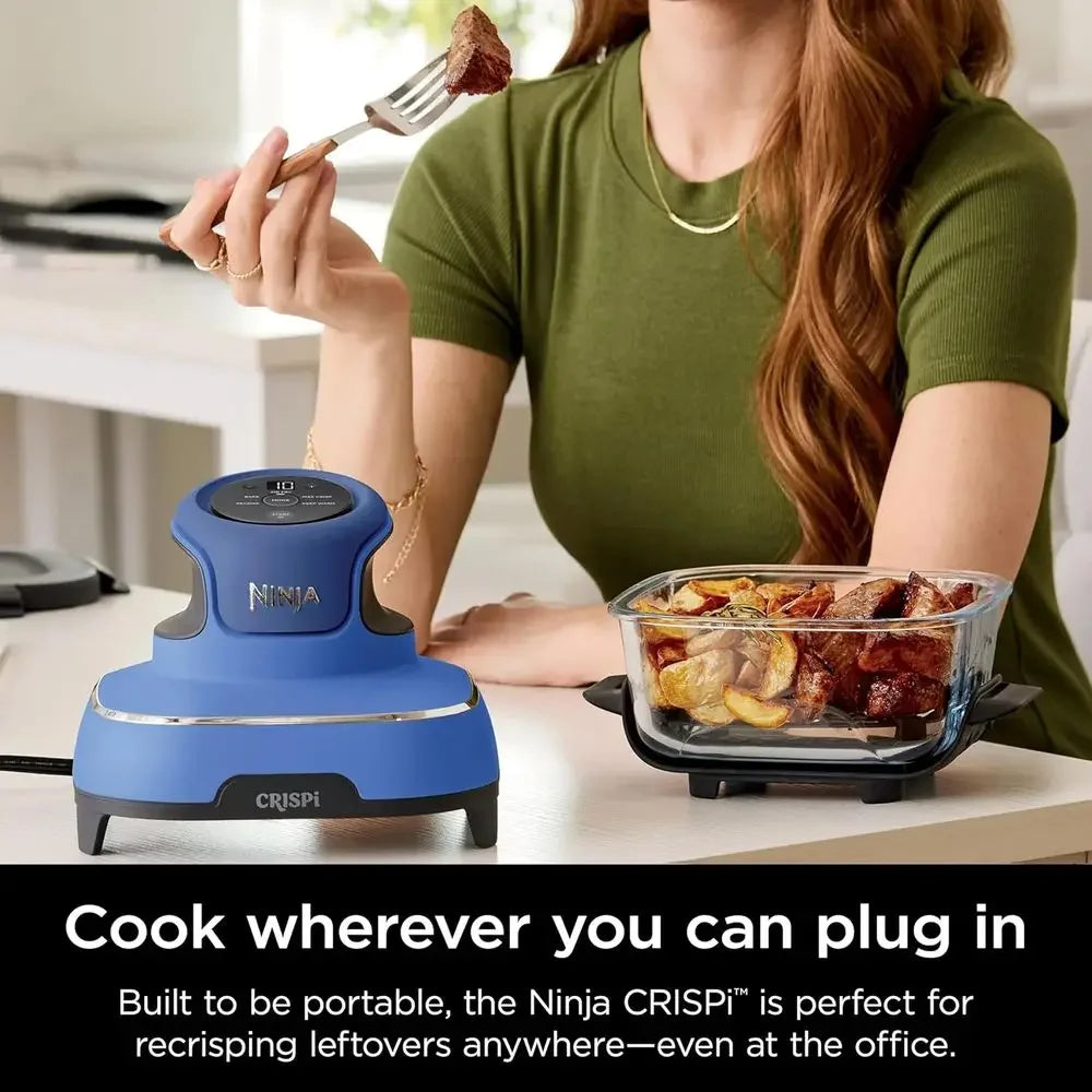 Sistema de Cocina Portátil 5 en 1 con Freidora de Aire de Vidrio, 1500W, Contenedores de 6 Tazas, 4 Cuartos y 2.5 Cuartos, Apto para Microondas, Congelador y Lavavajillas