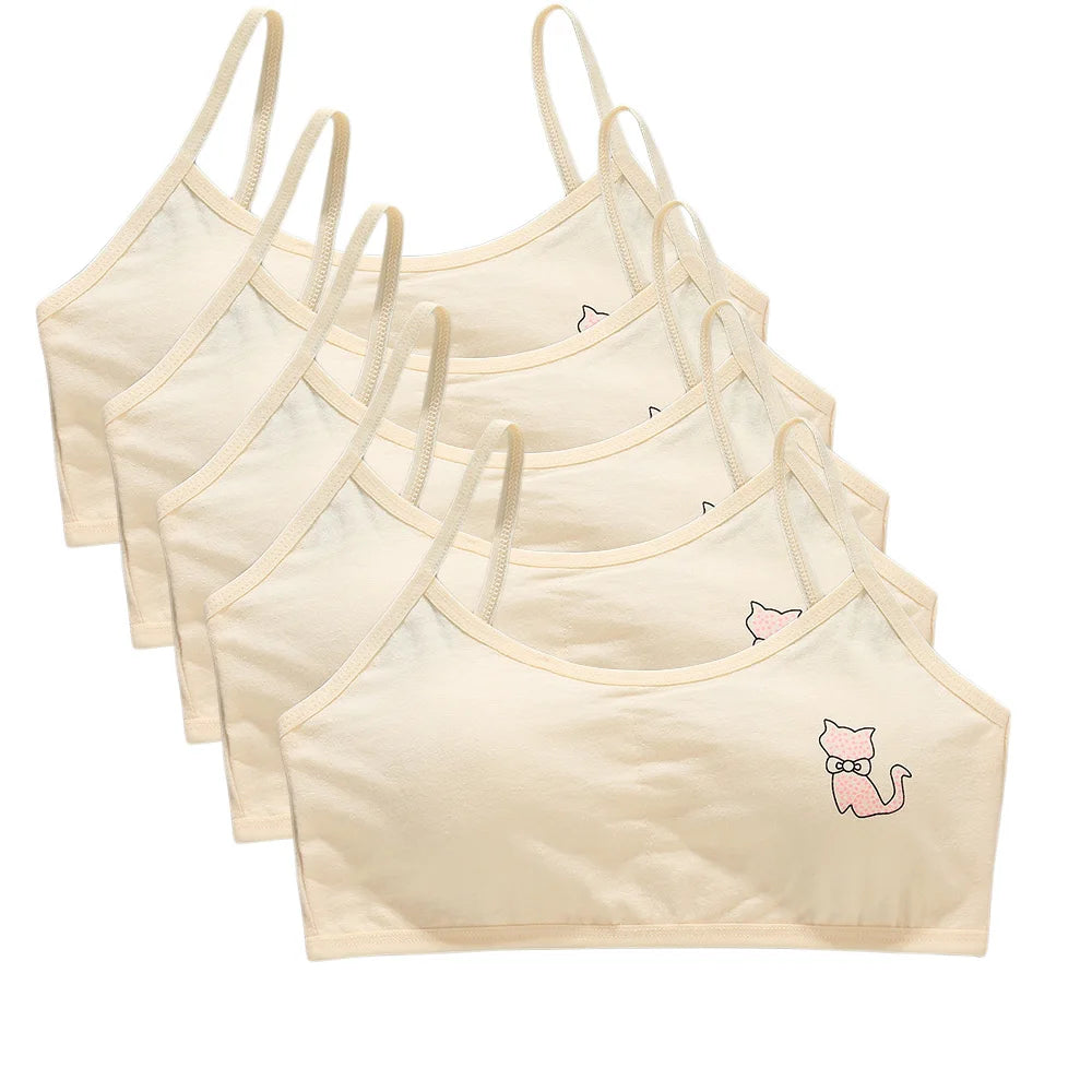 5 unids/lote Teeange niñas pequeñas sujetadores de entrenamiento Purbery School Girl Sujetador deportivo niños almohadilla para el pecho desmontable ropa interior niños Tops de tubo