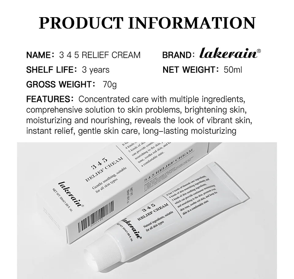 Crema de alivio 345, solución integral para problemas de la piel, antiazúcar y antioxidante, brillo de la piel, mejora las marcas de acné, humedad