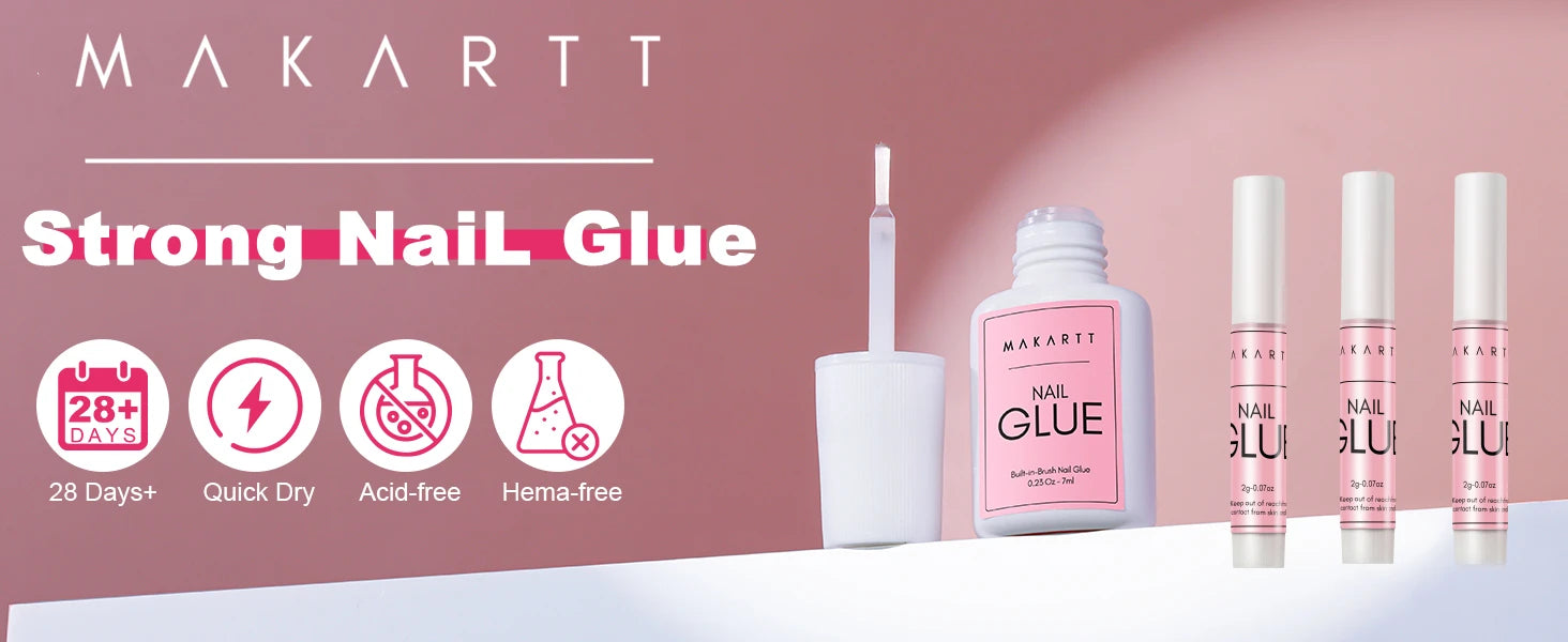 Pegamento para Uñas Makartt Super Fuerte para Uñas Acrílicas, Uñas Postizas, Adhesivo Profesional para Puntas de Uñas, Pegamento para Uñas Adhesivas