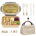 Fiambrera de 40,58 oz con utensilios y bolsa aislante, fiambrera Bento a prueba de fugas con 3 compartimentos para estudiantes y trabajadores, preparación de comidas saludables
