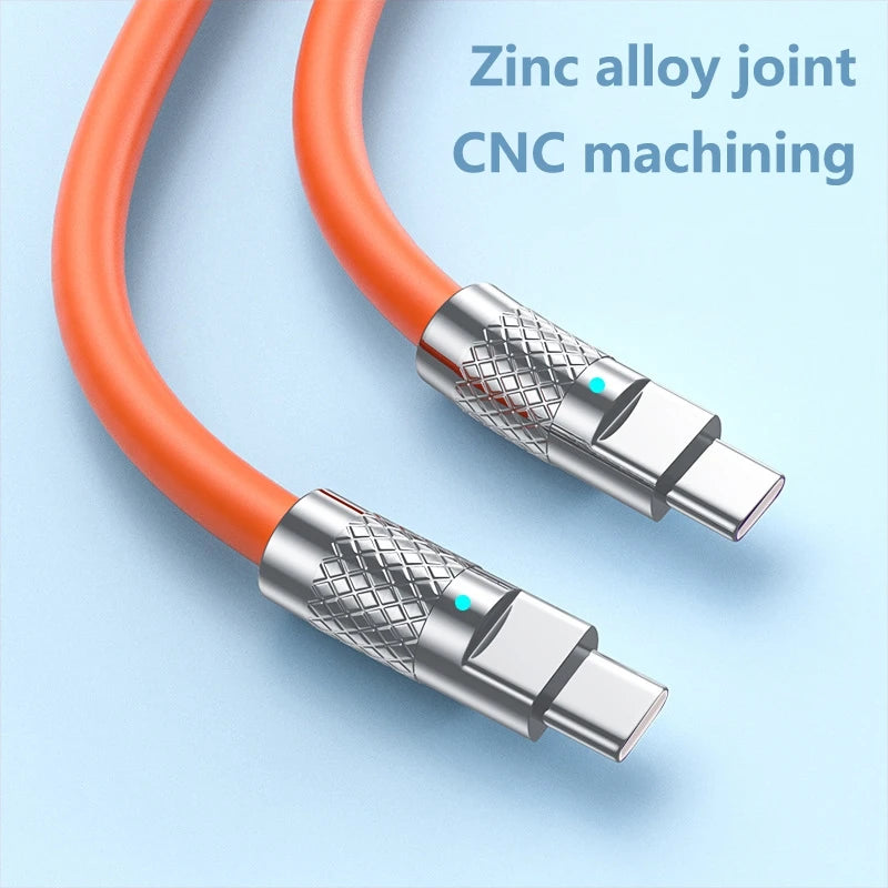 Nuevo Cable de Silicona Líquida Tipo C de Carga Súper Rápida PD de 120w 6A, Cable USB de Carga Rápida de 1M 1.5M 2M, Cable USB C a C