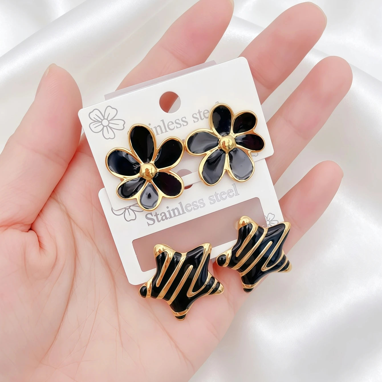6 pares de pendientes de acero inoxidable con diseño de flores y geometría, coloridos y a la moda, para mujer, regalos para fiestas.