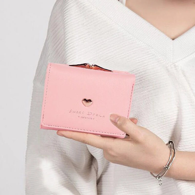 2024 nuevo monedero femenino corto versión coreana de estudiantes fresco plegable Mini billetera de Metal lindo bolso de animales