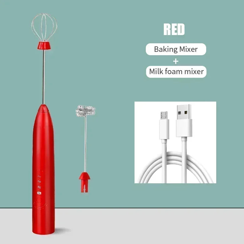 Artículos de cocina 2 en 1, batidor de huevos eléctrico con carga USB, Mini licuadora, accesorios de cocina, mezclador, utensilios para el hogar, barra de doble cabezal