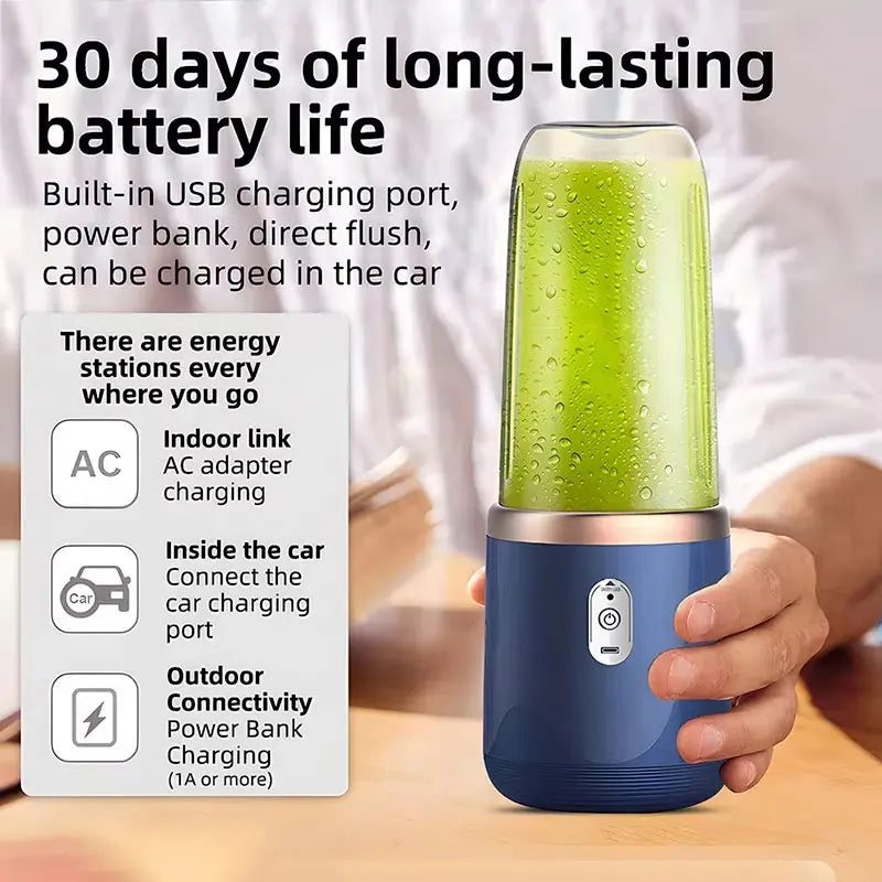 Vaso Mezclador Portátil USB, Mini Licuadora Personal de Mano para Viajes, Vasos Individuales o Dobles para Batidos de Frutas y Verduras, con Cepillo de Limpieza