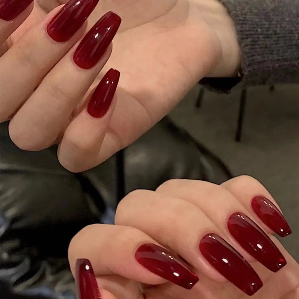 24 Uñas Postizas Degradadas Francesas Estilo Bailarina, Resistentes al Agua, Forma Ataúd Mediano, Uñas Falsas, Puntas de Uñas a Presión