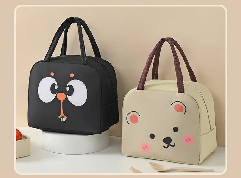 Bolsas de almuerzo térmicas de animales de dibujos animados para niños con envío gratis, bolsas aislantes de almacenamiento para niños y niñas, fiambrera Banto