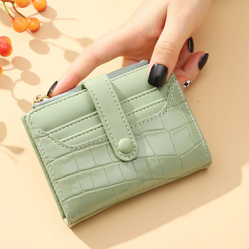 Cartera corta para mujer, monedero pequeño de cuero de marca de lujo a la moda, tarjetero para mujer, bolso de mano para mujer, billetera con Clip para dinero 2023