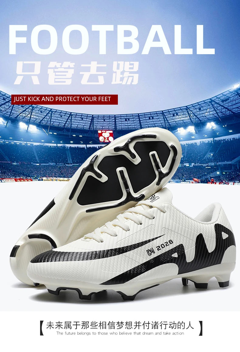 Botas de Fútbol Profesionales FG/TF para Hombre, Tacos Largos para Césped, Transpirables, Ligeras y Cómodas para Entrenamiento
