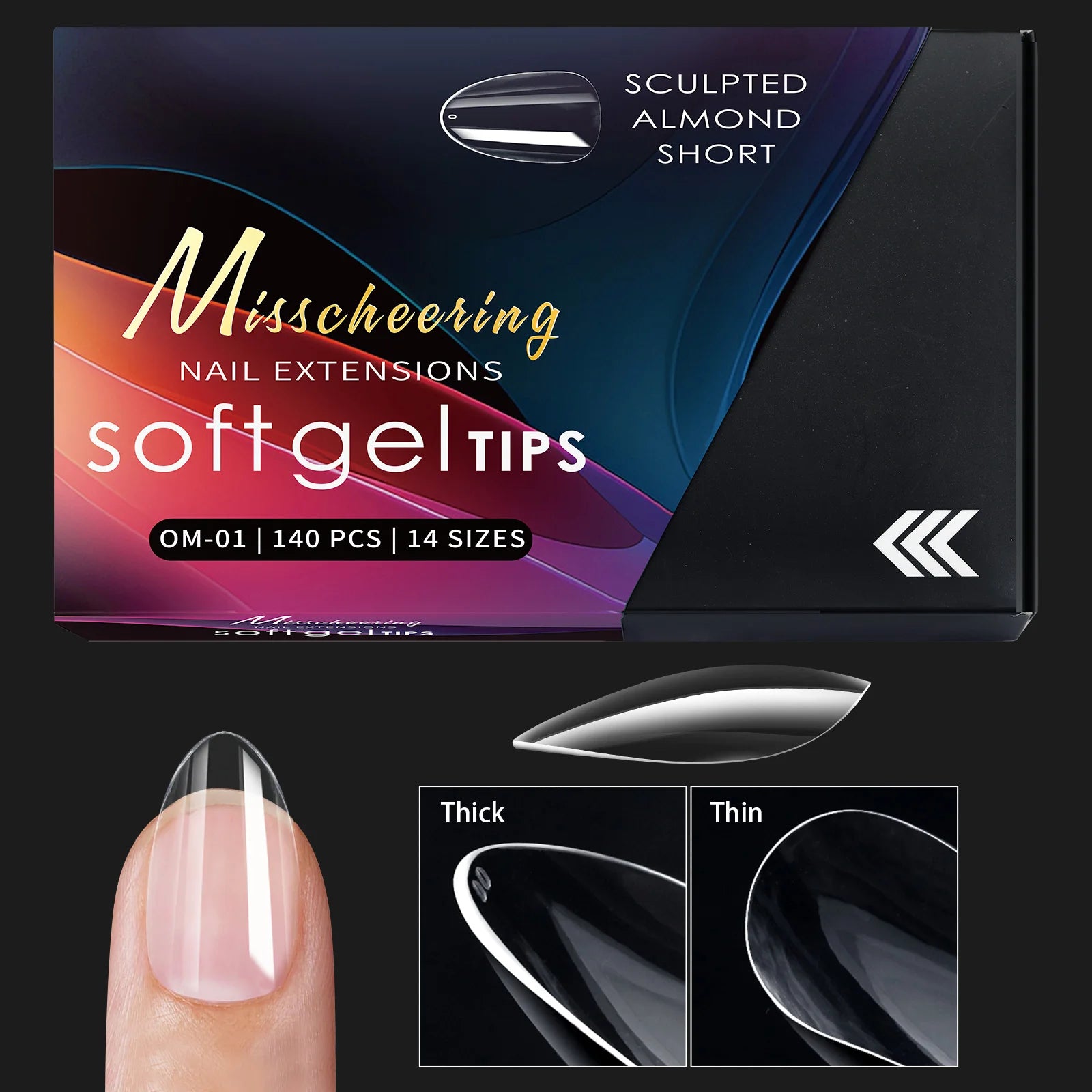 120/140 Uds. Puntas de uñas postizas de aguja de almendra extensión de uñas postizas suaves y transparentes para el hogar DIY salón de uñas manicura prensa en las uñas